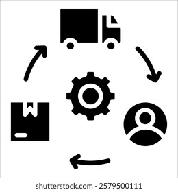 Supply Chain Management Icon Element For Design
