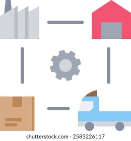 Supply Chain Management Icon Element For Design