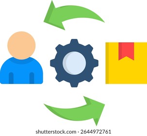 Supply Chain Management Symbol, flache Vektorgrafik