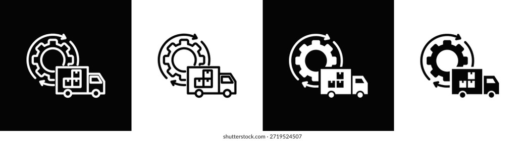 Conjunto De Ícones De Gerenciamento De Cadeia De Fornecimento Branco E Preto Estilo De Plano De Fundo