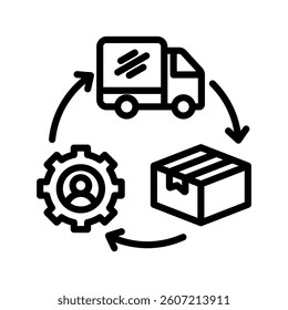 Supply Chain Management Line Vector Illustration On White Background.