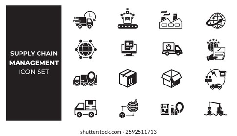 Supply chain management and logistic icon set 