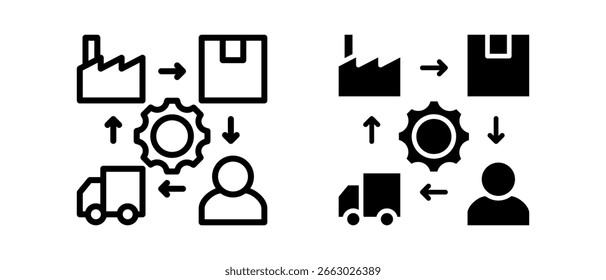 Supply Chain Management multiple icon set of two.line and glyph vector illustration