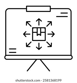 Supply Chain Management Presentation Icon, Logistics and Operations Planning Symbol