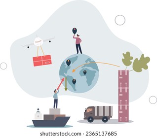 Supply chain management or SCM as logistics, warehouse inventory and sales planning .Global transportation network with export.