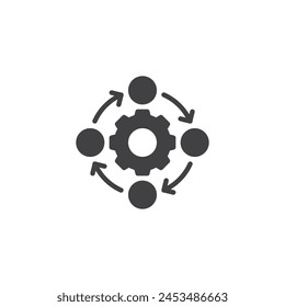 Supply Chain Management-Vektorgrafik-Symbol. Gefülltes flaches Schild für mobiles Konzept und Webdesign. Symbol für Industrie und Gewerbe Supply Chain. SCM-Symbol, Logo-Darstellung. Vektorgrafik-Grafiken