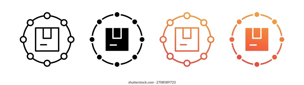 Vector de conjunto de iconos de estilo múltiple de cadena de suministro