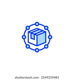Supply Chain Network Solid Icon. linear style sign for mobile concept and web design. Outline vector icon. Symbol, logo illustration. Vector graphic