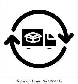 Ilustração do vetor do ícone de glifo de otimização da cadeia de fornecimento