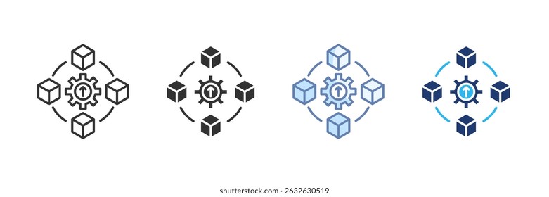 Conjunto de Ícones do Supply Chain Otimization Conjunto de Vários Estilos