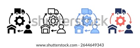Supply Chain Optimization icon sheet multiple style collection