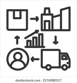 Supply Chain Optimization Outline Icon Vector Illustration