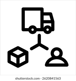 Ícone do Outline da Cadeia de Suprimentos. Ilustração de vetor simples no plano de fundo branco