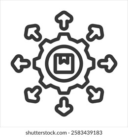 Supply Chain Outline Icon Vector Illustration