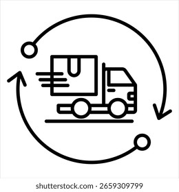 Ilustração do Vetor do Ícone do Outline da Cadeia de Suprimentos