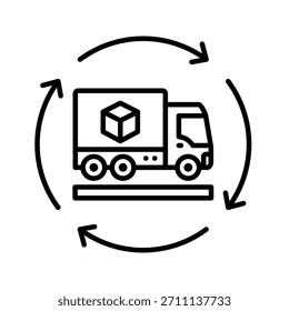 Ilustración vectorial de iconos de contorno de cadena de suministro