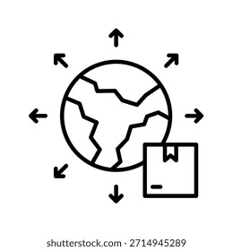 Ilustración vectorial de iconos de contorno de cadena de suministro