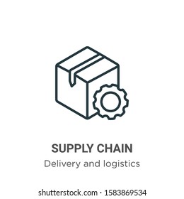 Supply Chain Outline Vector Icon. Thin Line Black Supply Chain Icon, Flat Vector Simple Element Illustration From Editable Delivery And Logistics Concept Isolated On White Background