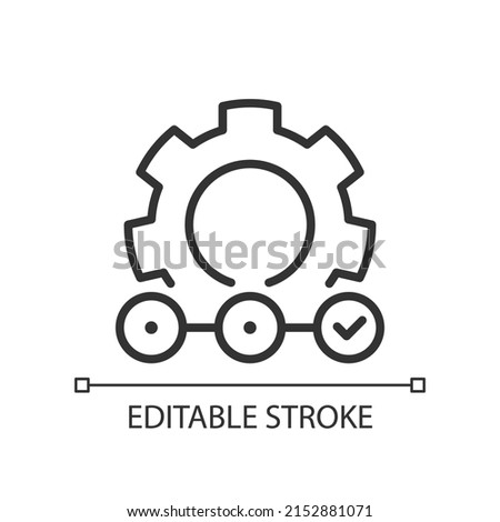 Supply chain pixel perfect linear icon. Deliver goods. Logistics management. Products transportation. Thin line illustration. Contour symbol. Vector outline drawing. Editable stroke. Arial font used