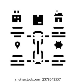 vector de icono de glifo del gestor de logística de planificación de cadena de suministro. signo del gestor logístico de planificación de la cadena de suministro. ilustración de símbolo aislado