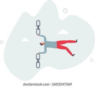 Supply chain problem, risk or vulnerability of industrial business, connection or management to hold chain together concept.flat character life .