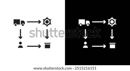 Supply chain process icon Thin line flat illustration
