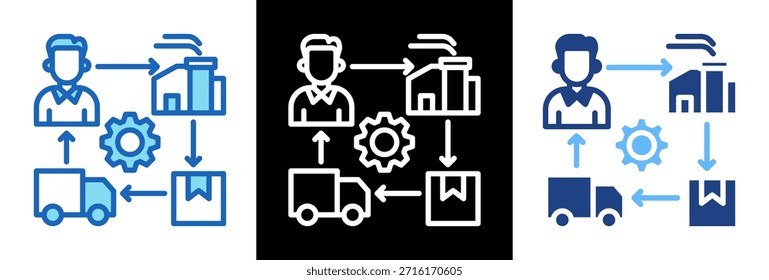Icono de restricción de la cadena de suministro Ilustración vectorial de estilo triple