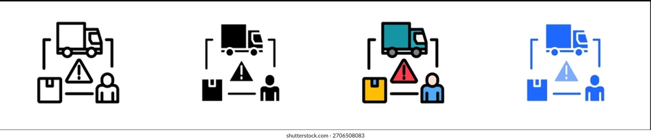 Conjunto de iconos de riesgo de cadena de suministro Colección de estilo múltiple