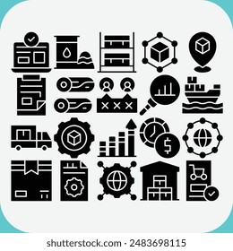 paquete de iconos de diseño de Vector de cadena de suministro para Descarga para empresas 