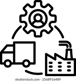 Supply Chain Vector Lineal Icon On White Background.