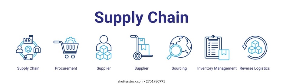 Supply Chain web banner icon element for design in a collection