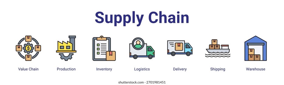 Elemento de ícone de banner da Web do Supply Chain para design em uma coleção