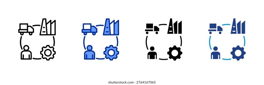 Supply Chain web icon with multiple style collection