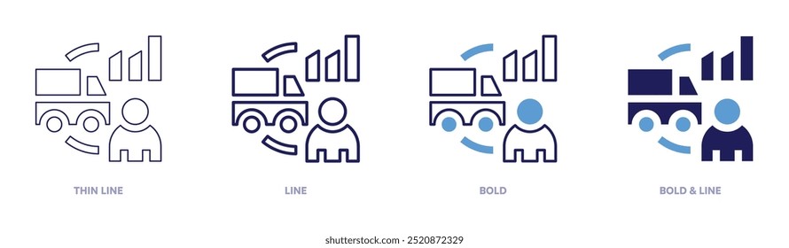 Supply chains icon in 4 different styles. Thin Line, Line, Bold, and Bold Line. Duotone style. Editable stroke.