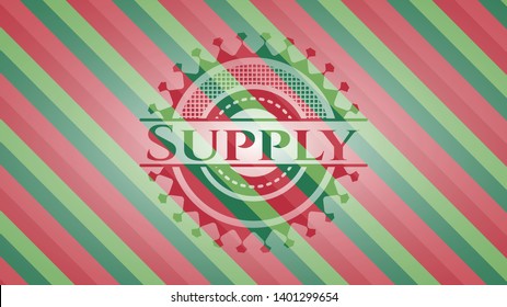 Supply christmas colors style emblem. Vector Illustration. Detailed.