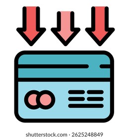 Supply credit card icon. Outline supply credit card vector icon color flat isolated