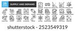 Supply and Demand icon collection set. Containing design supply, price, demand, strategy, market, management