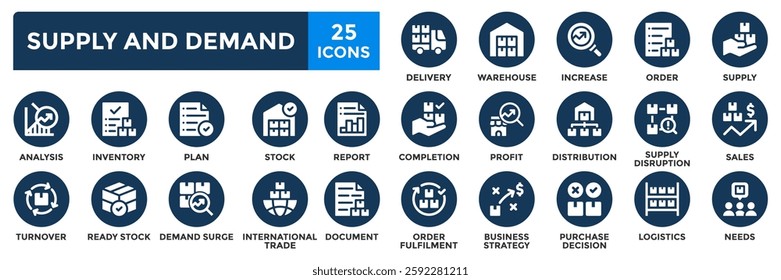 Supply and Demand icon collection set. Containing supply, demand, distribution, stock, delivery icon.