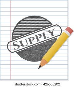 Supply emblem drawn in pencil
