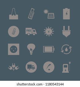 supply icon. supply vector icons set battery, hydraulic energy, solar panel and bulb leaf