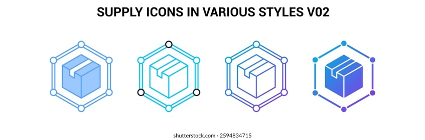 Supply icon visualized simply Blue, Dualline, Gradient, Fill style.