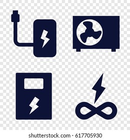 Supply icons set. set of 4 supply filled icons such as air conditioner, battery