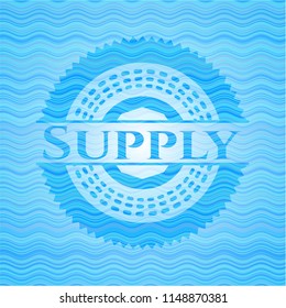 Supply light blue water wave badge.