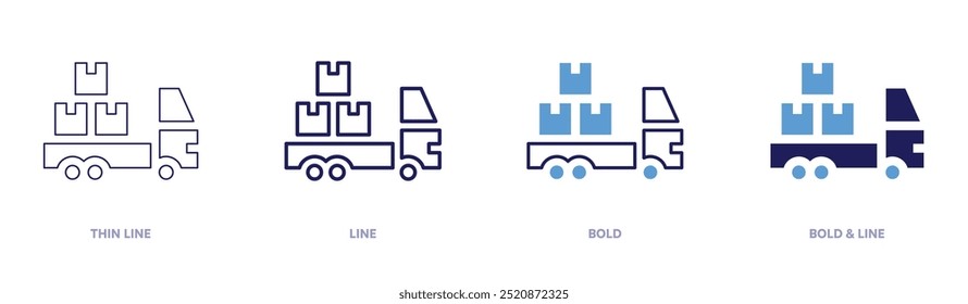 Supply logistics icon in 4 different styles. Thin Line, Line, Bold, and Bold Line. Duotone style. Editable stroke.