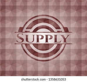 Supply red badge with geometric background. Seamless.