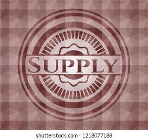 Supply red badge with geometric pattern. Seamless.