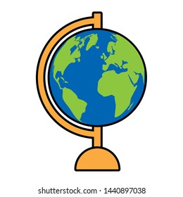 supply school globe map on white background vector illustration