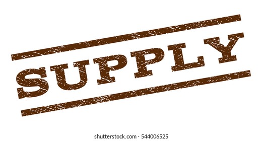 Supply watermark stamp. Text caption between parallel lines with grunge design style. Rubber seal stamp with dirty texture. Vector brown color ink imprint on a white background.