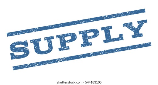 Supply watermark stamp. Text caption between parallel lines with grunge design style. Rubber seal stamp with scratched texture. Vector cobalt blue color ink imprint on a white background.