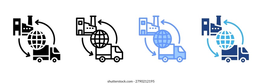 Supplychain icon set multiple style collection